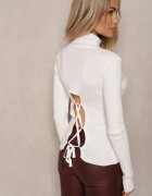 miss poem Maletă mulată bej deschis din tricot reiat cu viscoză cu legătură și decupaj la spate Voretta