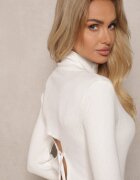 miss poem Maletă mulată bej deschis din tricot reiat cu viscoză cu legătură și decupaj la spate Voretta