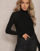 miss poem Maleta neagră mulată din tricot striat cu viscoză cu legătură și decupaj la spate Voretta