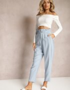 miss poem Pantaloni Albastru deschis Clasici cu Talie Elastică Paper Bag Targea