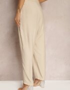 miss poem Pantaloni Bej Tip High Waist Decorați Cu Zirconii Sajara