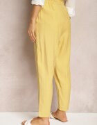 miss poem Pantaloni Clasici Galbeni cu Talie Elastică Paper Bag Targea
