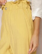 miss poem Pantaloni Clasici Galbeni cu Talie Elastică Paper Bag Targea