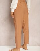 miss poem Pantaloni Clasici Maro cu Talie Elastică Paper Bag Targea