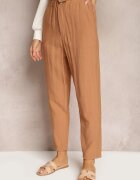 miss poem Pantaloni Clasici Maro cu Talie Elastică Paper Bag Targea