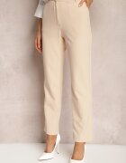miss poem Pantaloni de costum Bej cu picioare evazate High Waist Stagiona