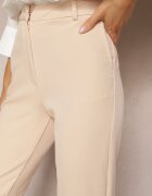 miss poem Pantaloni de costum Bej cu picioare evazate High Waist Stagiona