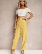 miss poem Pantaloni Galbeni talie înaltă decorați cu strasuri Sajara