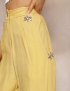 miss poem Pantaloni Galbeni talie înaltă decorați cu strasuri Sajara
