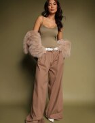miss poem Pantaloni Largi Maro deschis Talie înaltă din Bumbac cu Lanț Decorativ Atașat Romira