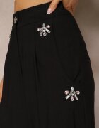 miss poem Pantaloni Negri Talie înaltă decorați cu Zirconii Sajara