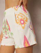 miss poem Pantaloni scurți Bej cu Talie Înaltă Decorați cu Model Etnic Colorat Anovira