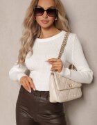 miss poem Pulover Alb Casual din Material Reiat Zintra