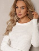 miss poem Pulover Alb Casual din Material Reiat Zintra