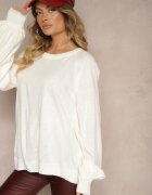 miss poem Pulover bej deschis Oversize Decorat cu Borduri Largi Anittia
