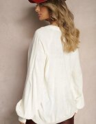 miss poem Pulover bej deschis Oversize Decorat cu Borduri Largi Anittia