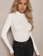 miss poem Pulover Bej deschis Reiat cu guler semi-înalt Kikisha