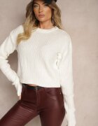 miss poem Pulover Bej deschis Reiat cu o croială clasică boxy Omeita