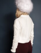 miss poem Pulover Bej Deschis Scurt cu Model Împletit Decorativ Selornis