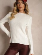 miss poem Pulover Casual Bej deschis cu decolteu barcă Zinovaya