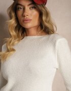 miss poem Pulover Casual Bej deschis cu decolteu barcă Zinovaya