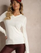 miss poem Pulover Casual cu decolteu în V Bej deschis Amitta