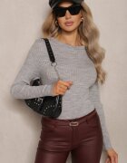 miss poem Pulover Casual Gri din material reiat Zintra