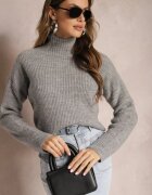 miss poem Pulover cu guler înalt Gri din Tricot Elastică Cuzze
