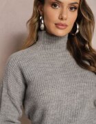 miss poem Pulover cu guler înalt Gri din Tricot Elastică Cuzze