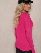 miss poem Pulover Fucsia cu decolteu în V și guler Benioza
