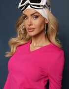 miss poem Pulover Fucsia în Stil Clasic cu Decolteu în V Feliriel