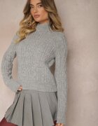 miss poem Pulover golf Gri Decorat cu împletitură Marttia