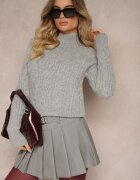 miss poem Pulover golf Gri Decorat cu împletitură Marttia