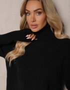 miss poem Pulover Negru Asimetric cu croială clasică cu mânecă lungă Serattia
