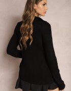miss poem Pulover Negru cu decolteu în V și guler Benioza