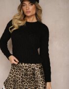 miss poem Pulover Negru cu model în relief Sariatta