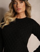 miss poem Pulover Negru cu model în relief Sariatta