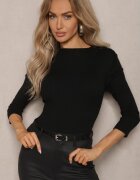 miss poem Pulover Negru din Viscoză din Material Reiat Decorat cu Capse Beroma