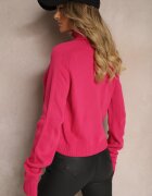 miss poem Pulover pe gât Fucsia Lejer cu croi clasic cu terminații reiate Basum