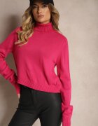 miss poem Pulover pe gât Fucsia Lejer cu croi clasic cu terminații reiate Basum