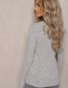 miss poem Pulover Reiat Gri cu Decolteu în V Deriary