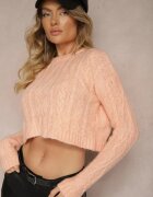 miss poem Pulover roz deschis cu croială scurtă cu împletitură decorativă Artoria