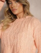 miss poem Pulover roz deschis cu croială scurtă cu împletitură decorativă Artoria