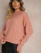 miss poem Pulover Roz deschis cu Decolteu la Spate cu Împletitură Decorativă Torleana