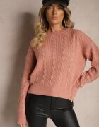 miss poem Pulover Roz deschis cu Decolteu la Spate cu Împletitură Decorativă Torleana