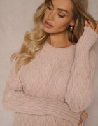 miss poem Pulover Roz deschis cu împletitură delicată cu cataramă decorativă și curea în partea de jos Rievea