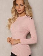 miss poem Pulover Roz deschis cu Vâscoză din Material Reiat Decorat cu Capse Beroma