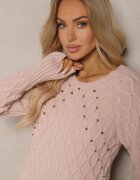 miss poem Pulover roz pal cu cordon decorativ și împletitură Vittella