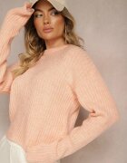 miss poem Pulover Roz pal cu nervuri cu croi clasic tip cutie Omeita