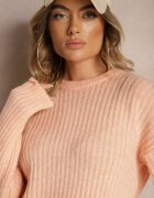 miss poem Pulover Roz pal cu nervuri cu croi clasic tip cutie Omeita